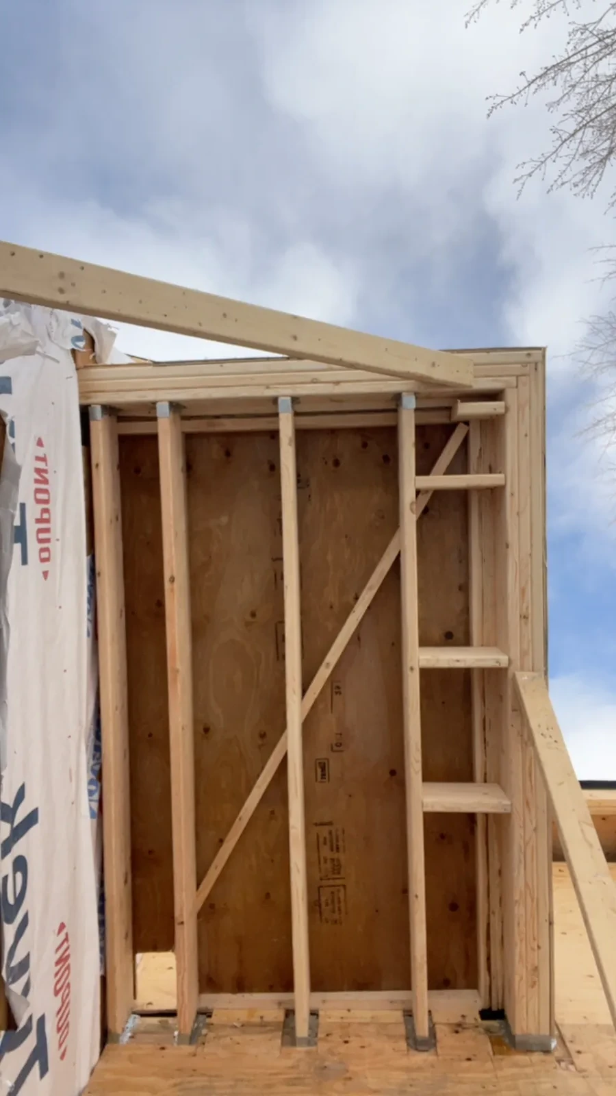 Underside of a framed porch roof